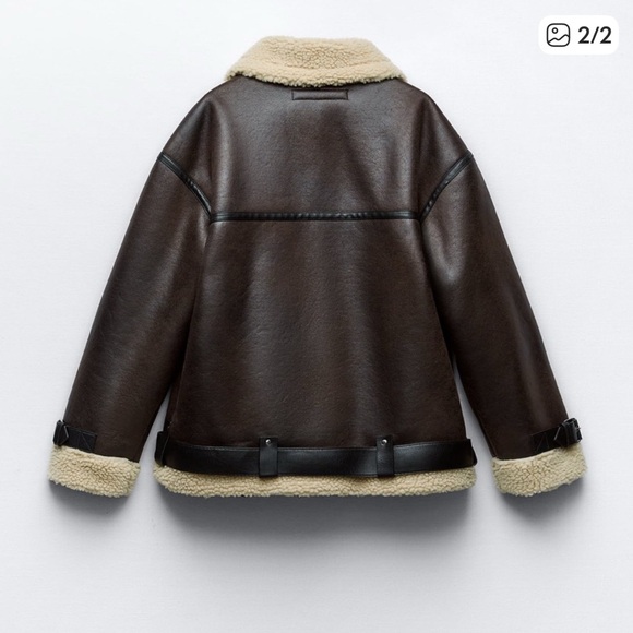 Zara aviator leather jacket - Picture 2 of 4